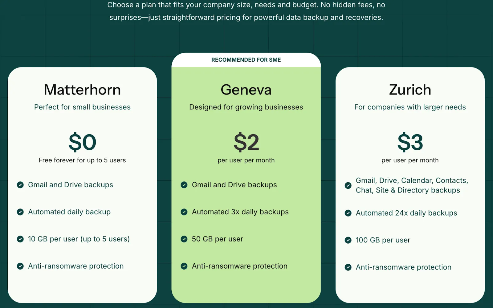 Backup Space pricing makes it a good SysCloud alternative